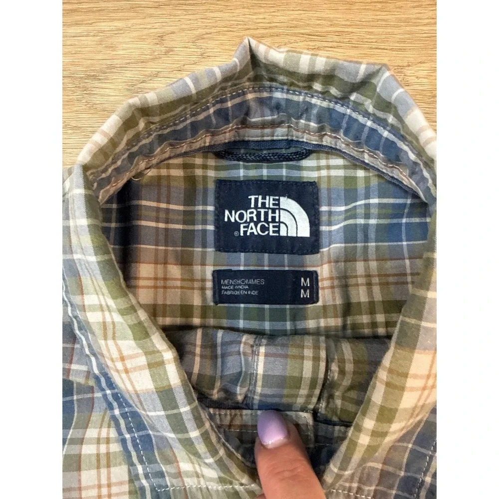 The North Face (Blue/Green) Plaid Short Sleeve Shirt Mens Medium Cotton Blend